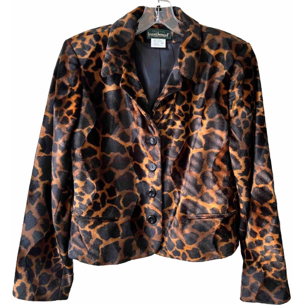 Harvé Benard By Benard Holtzman Leopard Print Faux Fur Jacket Lined 10P - Picture 4 of 13